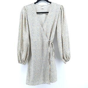 Glamorous ASOS Cream V Neck Tea Micro Floral Print Wrap-Tie Waist Mini Dress 4